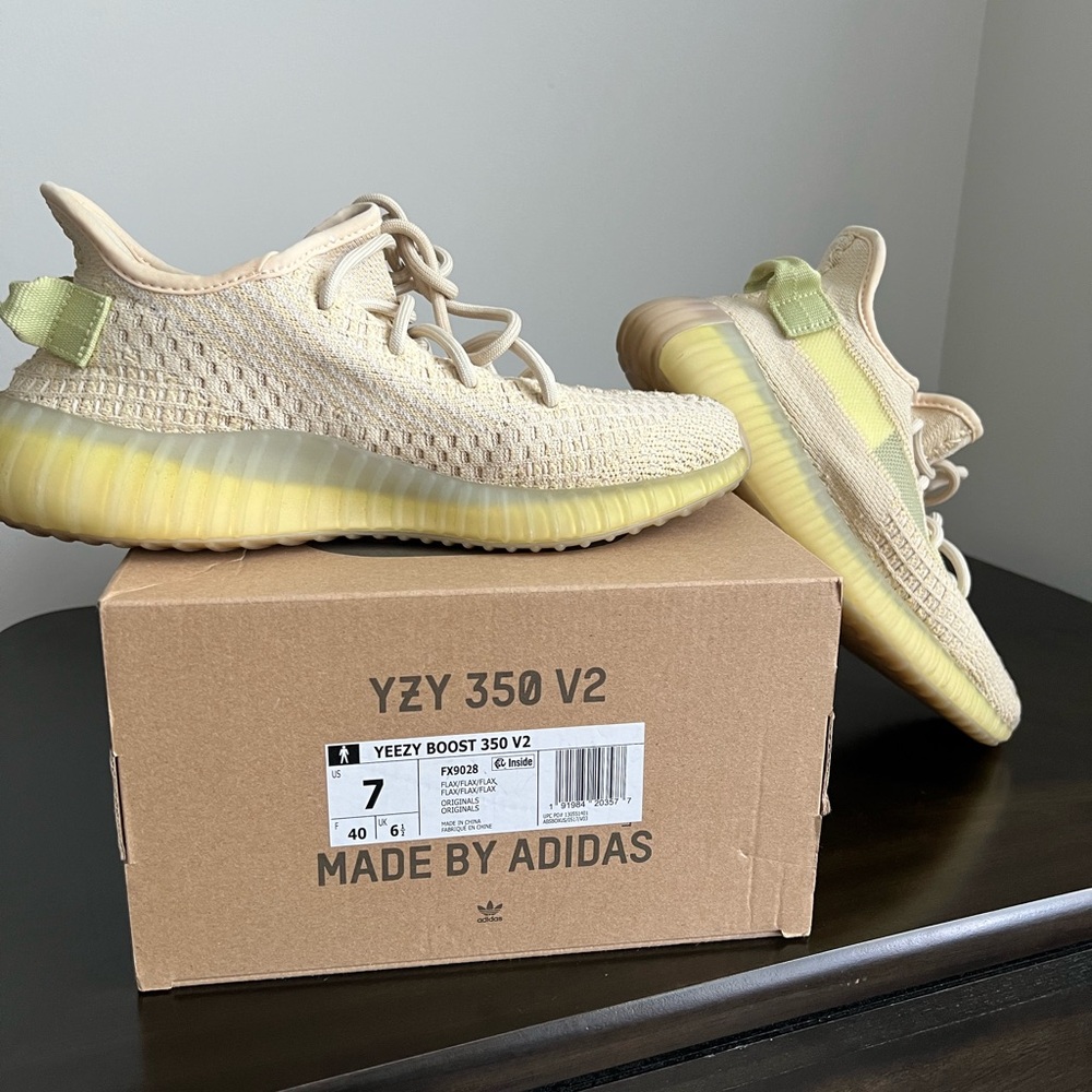 Authentic Yeezy Boost 350 V2 'Flax' Color Tan Size 7